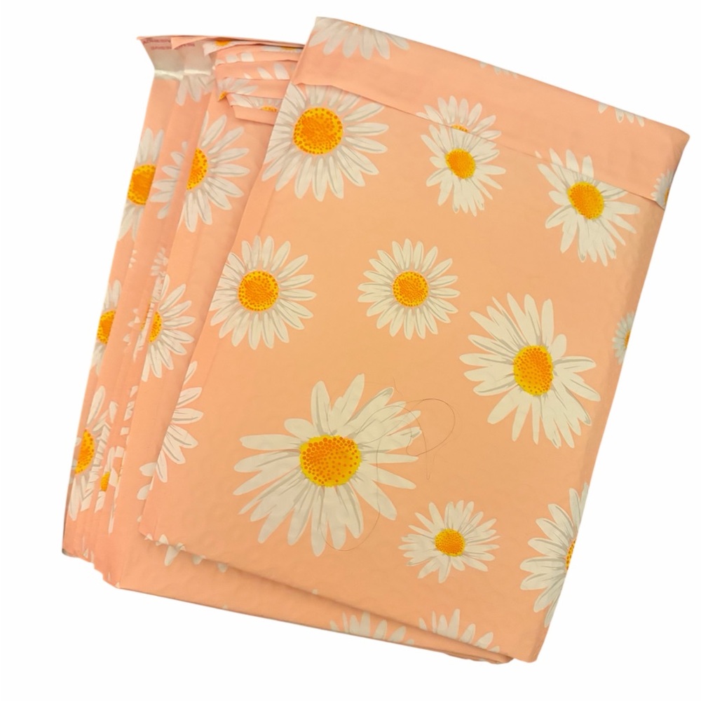 Peach Daisy Bubble Mailers Set of 12 - Picture 2 of 4